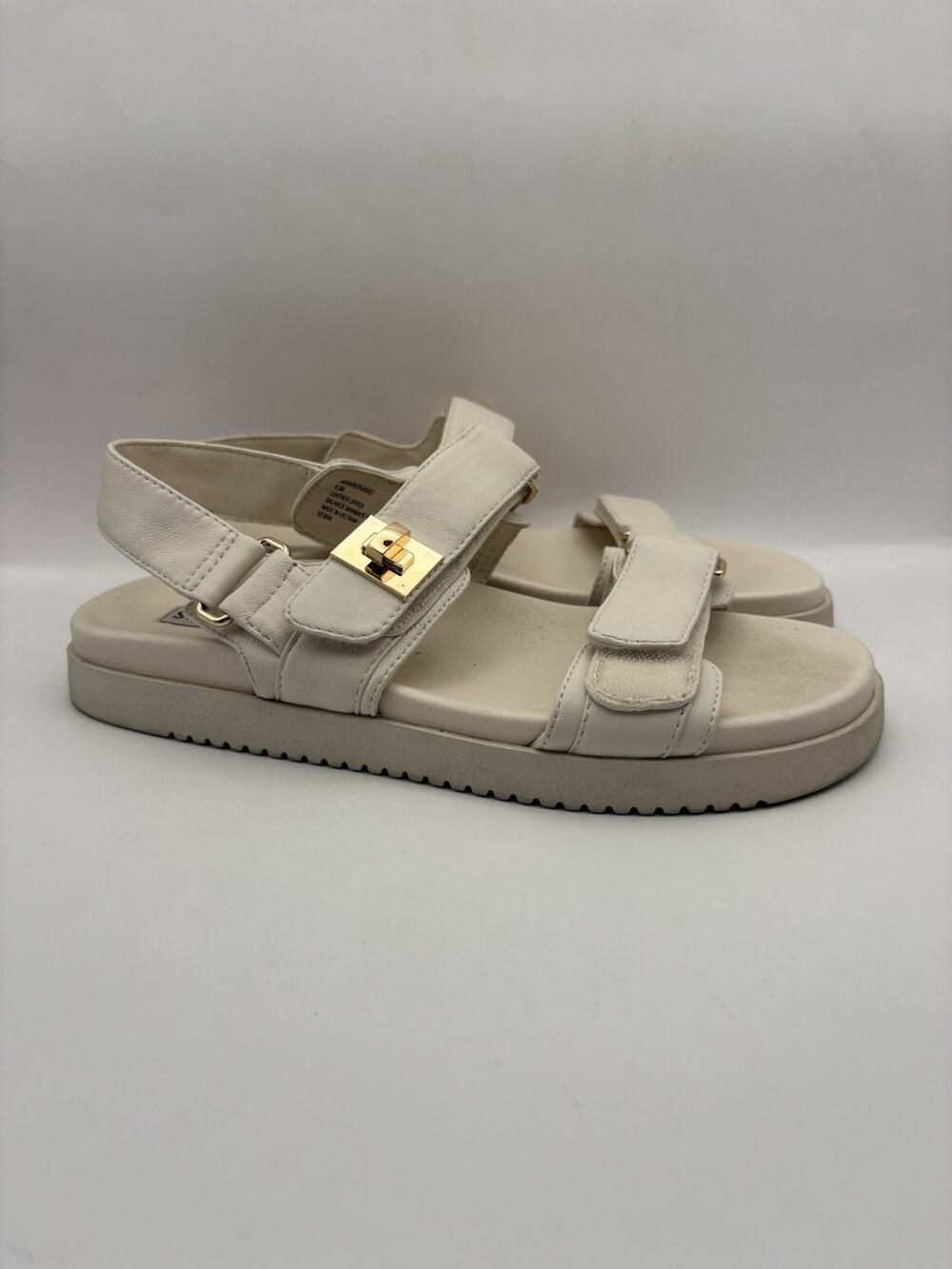 Steve Madden Mona Bone White Leather Sandals Women Size 8.5